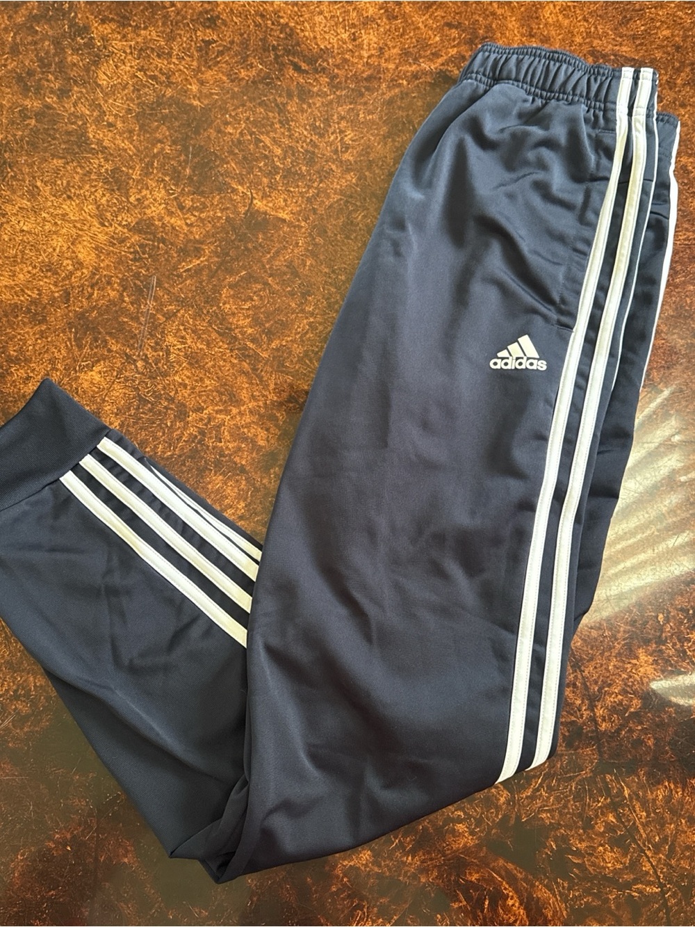 adidas Navy Blue Jogger Sweatpants with White Three-Stripes